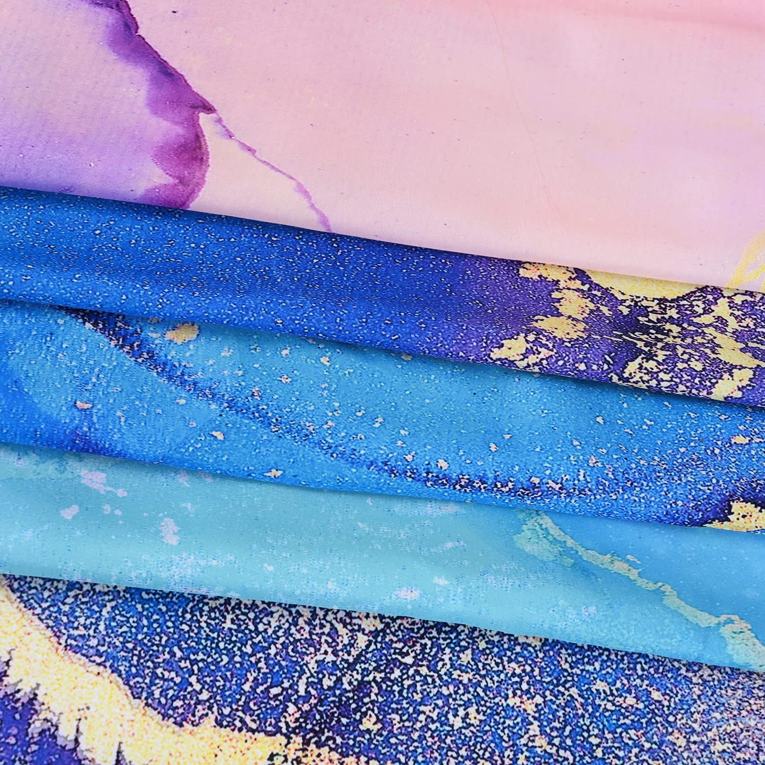 RosieLily Purple Marble Shower Curtain, Blue Abstract Bathroom Curtain, Colorful Ombre Shower Curtains Set with 12 Hooks, Pink and Gold Bathroom Decor, 72"x72"