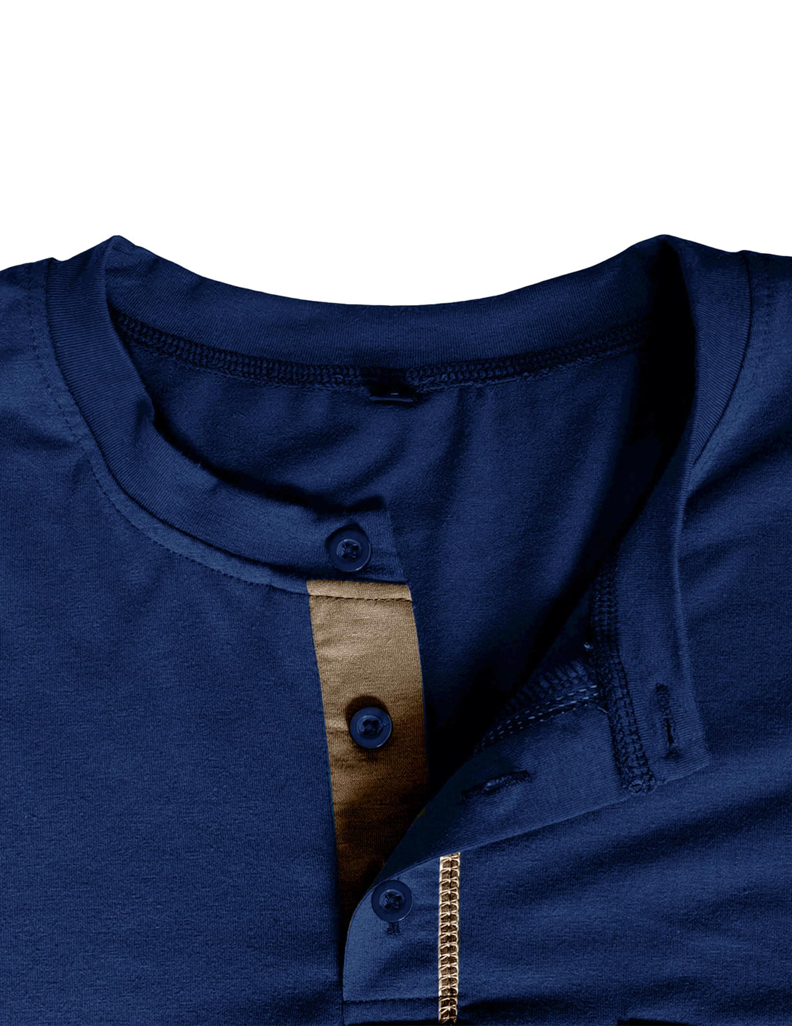 T Shirt Manche Longue Homme Tee-Shirt Coton Henley T-Shirts Casual Boutonné Tshirt Regular Fit