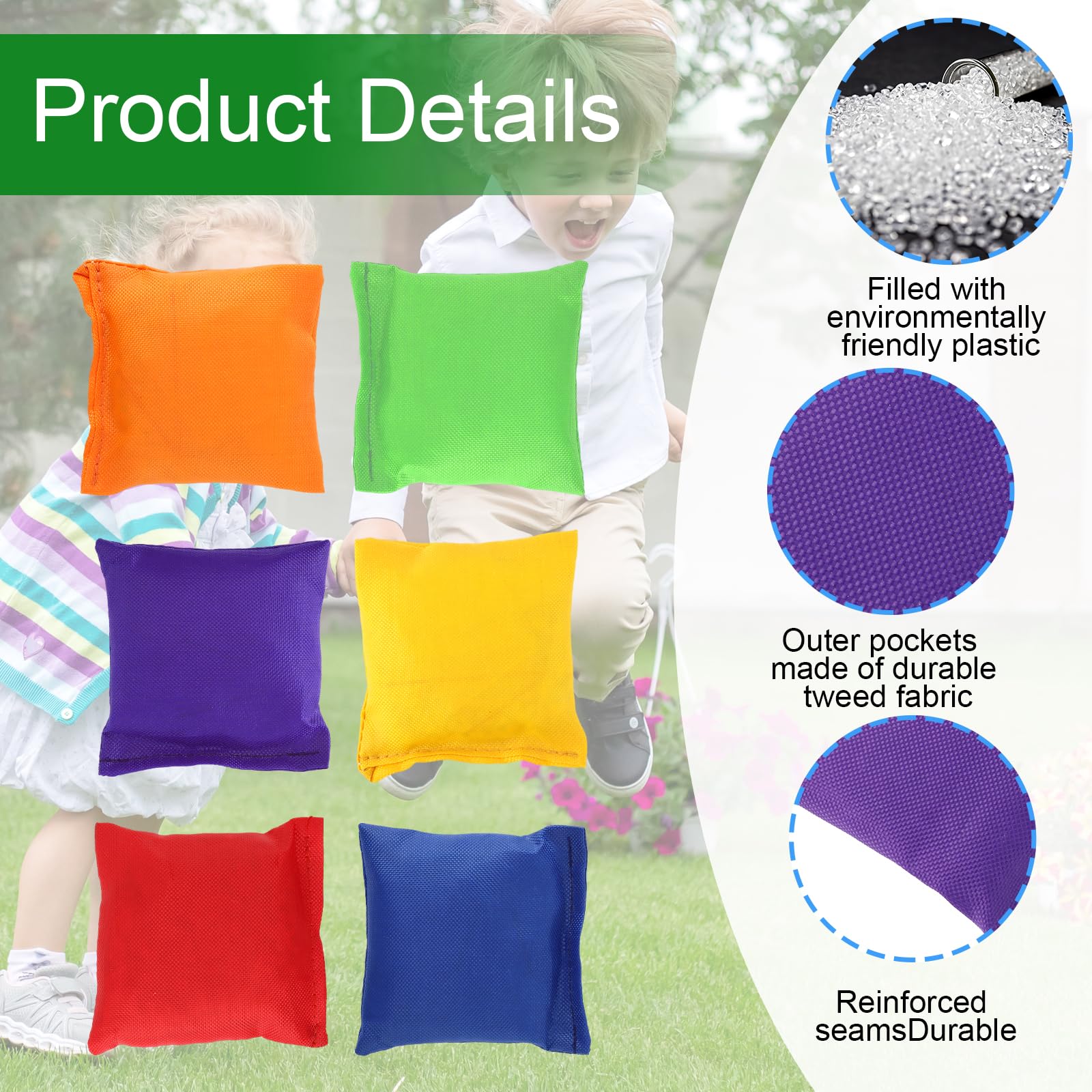36 Stück Cornhole Säckchen, 6 Farben Wurfsäckchen, 7 x 7cm Nylon Sitzsack Werfen, Cornhole Sitzsack-Set, Sandsäckchen Sitzsäcke Werfen Spaß Sport Spiel, Erwachsene für Cornhole Spiel