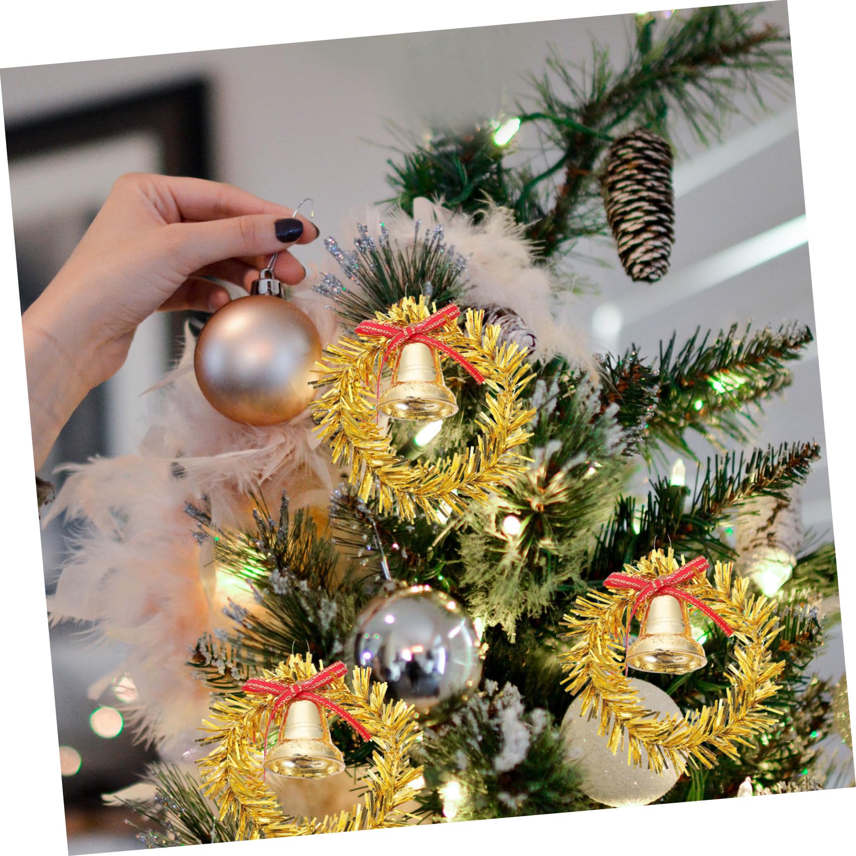 Alipis 50 Pz decorazione natalizia ciondolo campana di Natale ciondoli natalizi pendenti natalizi ciondolo natalizio oggetti di scena per campane appese a Natale plastica