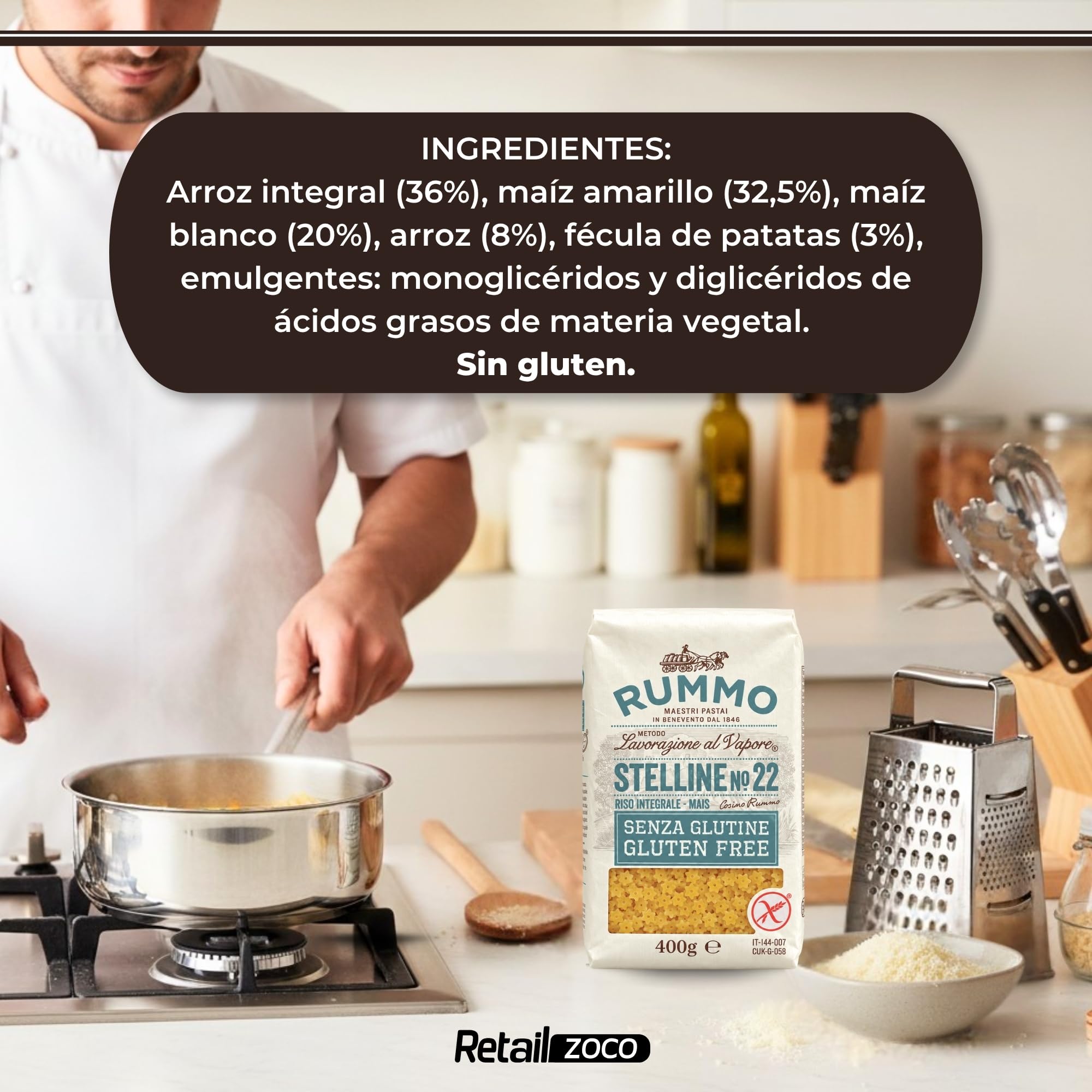 Stelline Rummo Nº22 Sin Gluten 400 g | Pasta de Estrellas para Sopas - imagen 5