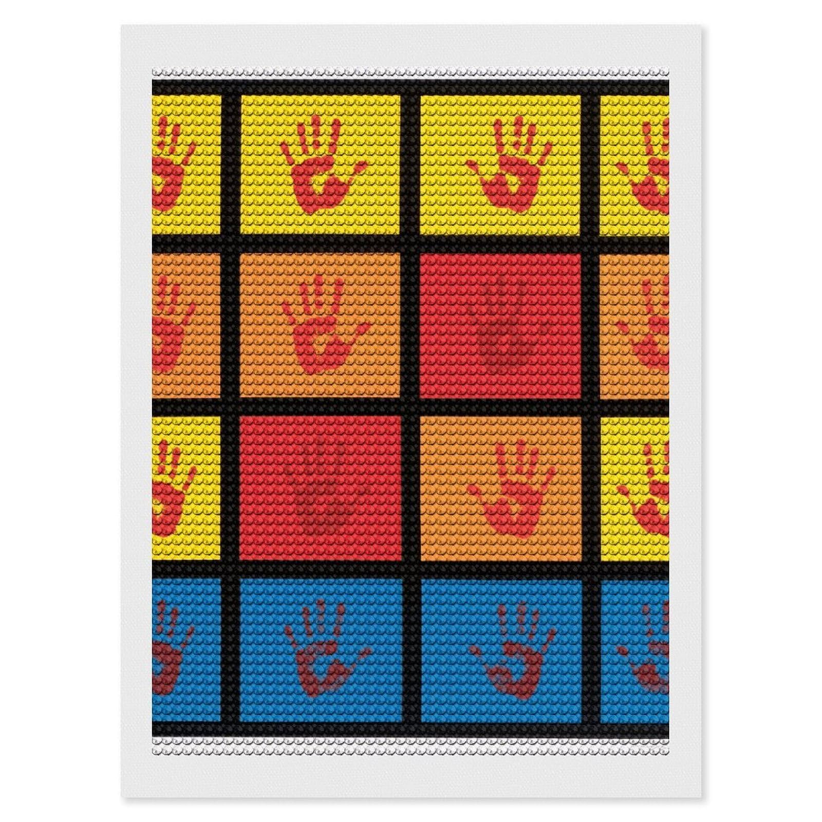FodPand Handprints 5D Diamond Painting Kits for Adults Beginners Full Drill Round Diamond Dots Pictures Gem Art Supplies for Home Wall Room Decoration DIY Craft Set Gift 12x16