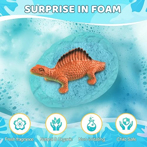 Miniatura 2 de Bombas de baño de dinosaurio para niños con juguetes en el interior, suaves y seguras, para niños de 3, 4, 5, 6, 7, 8, 9 años, regalo ideal de