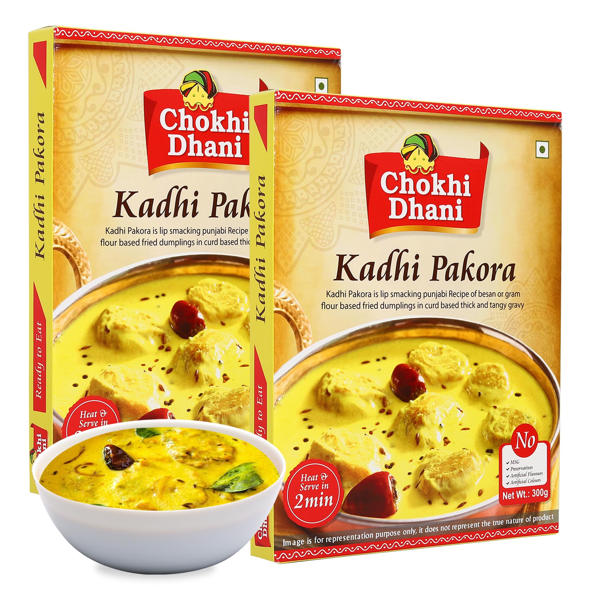 Chokhi Dhani Ready to Eat Kadhi Pakora, Just Heat and Eat, Microwavable, (Pack of 2, 300g each)