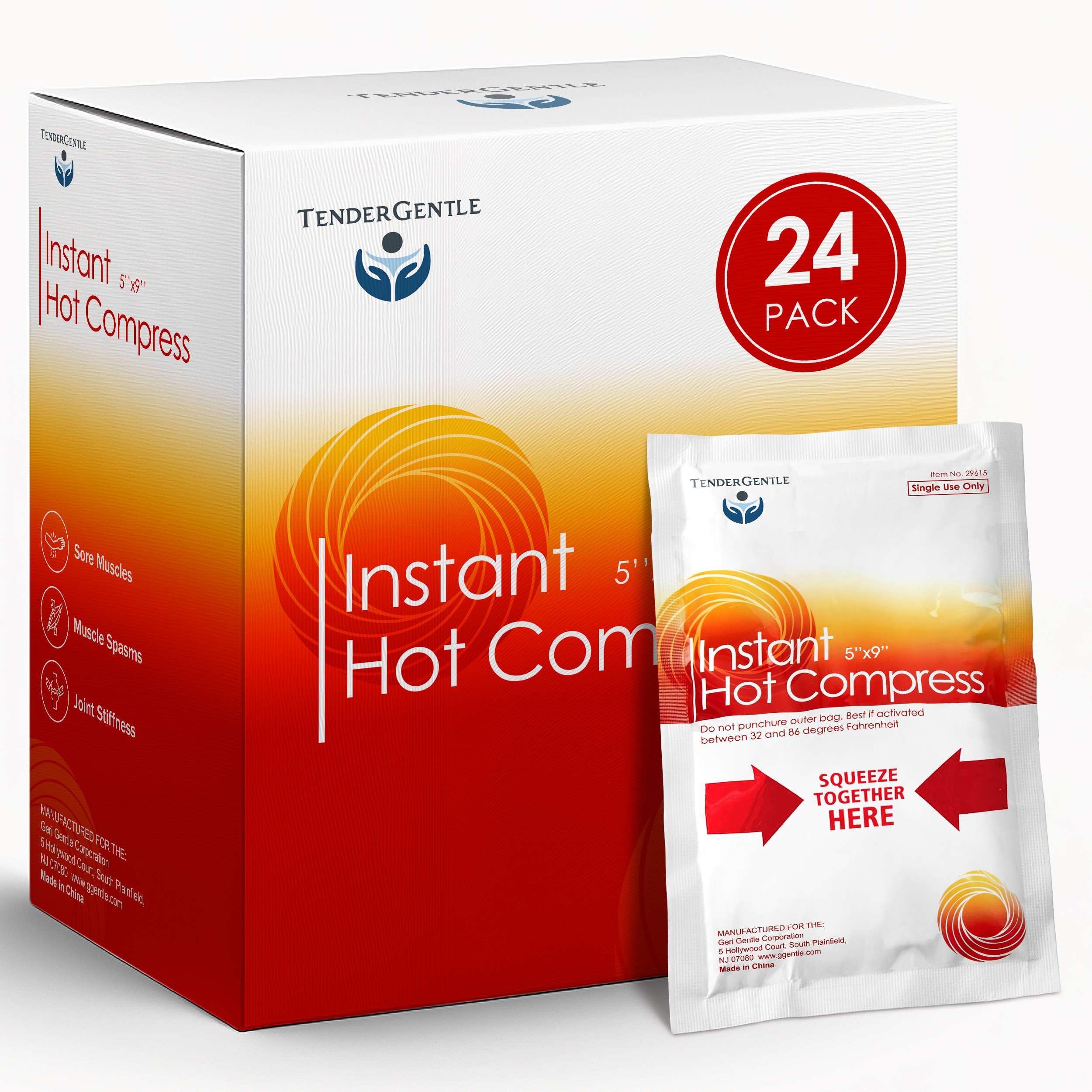 Instant Hot Compress - 24 Hot Packs for Pain Relief, Sore Muscles, Muscle Spasms, and Joint Stiffness