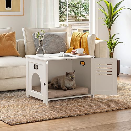 Miniatura 8 de DINZI LVJ Caja de arena, casa de arena para gatos con puertas con rejillas, la entrada puede estar en el lado izquierdo o derecho, baño oculto de
