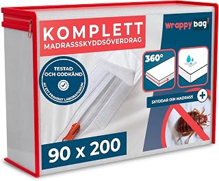 WRAPPYBAG® Waterproof Mattress Protector Cover - Keep Bugs & Mites Away | 90x200x20 - waterproof and airtight mattress cover, laboratory test, without chemical treatments, Oeko-Tex