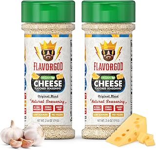 Flavor God Cheese Flavored Seasoning Mix, 2 Bottles, Premium All-Natural Spice Blend for Chicken, Seafood, Vegetables, Eggs, Ravioli, Tacos, & Pasta - Kosher, Dairy-Free, Gluten-Free, Keto Friendly
