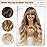 HAIRCUBE Ombre Brown and Blonde Wig Long Curly Wig with Bangs Natural Appearance Heat-Resistant Synthetic Wig Suitable for Fashionable Women