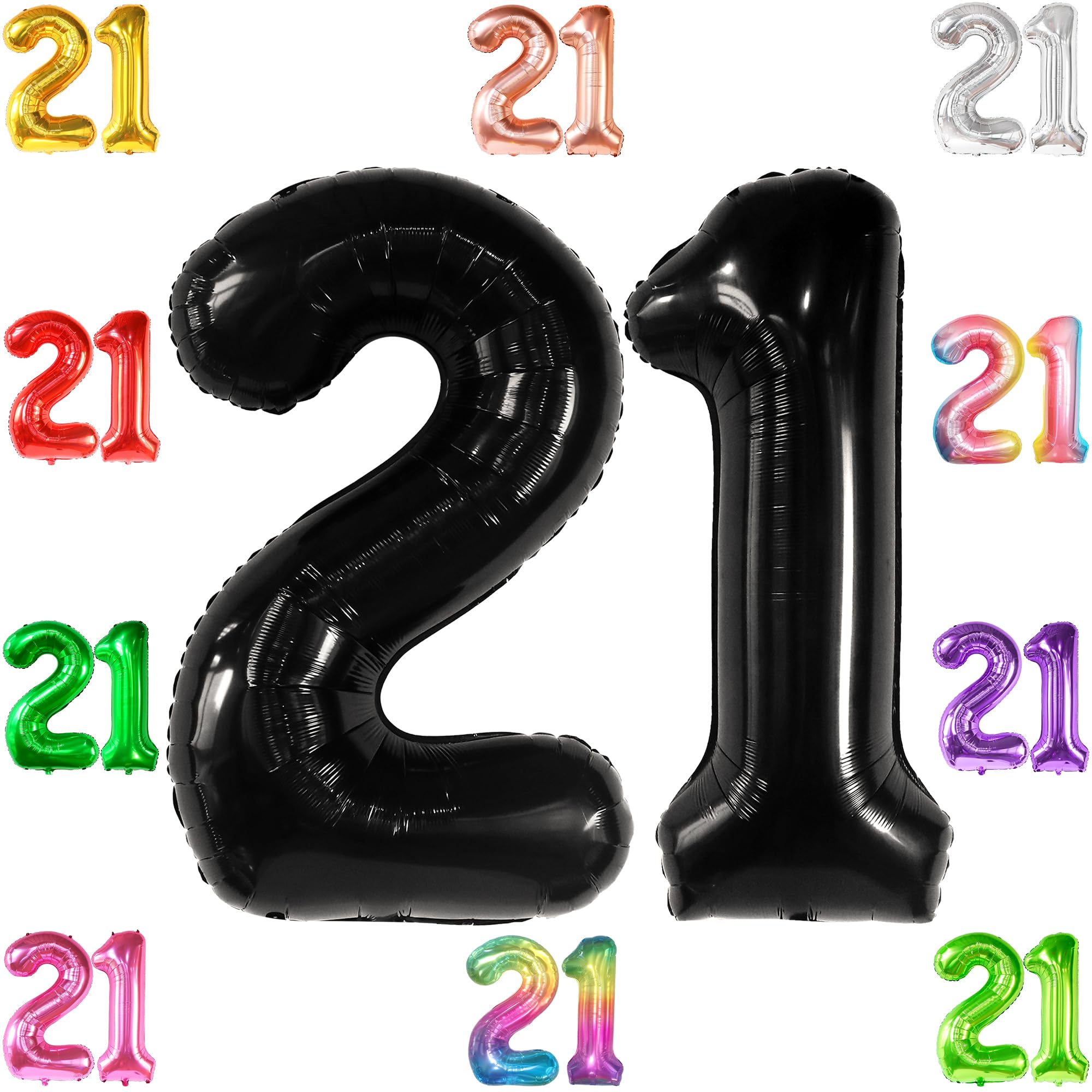 KatchOn, Black 21 Balloon Number - 40 Inch | Black 21st Birthday Decorations for Him, Her | 21st Anniversary Decorations | Black Birthday Party