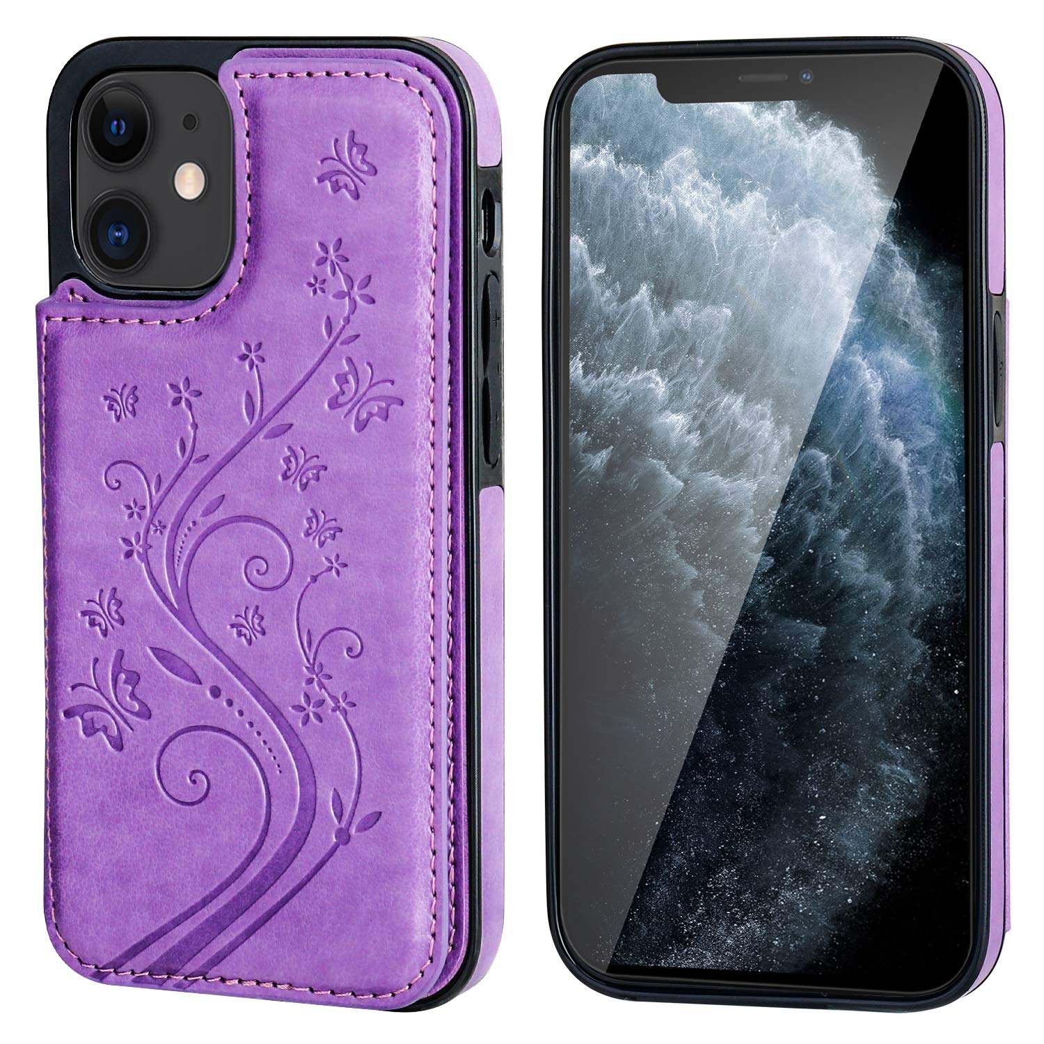 Vaburs Custodia a portafoglio per iPhone 11 con porta carte