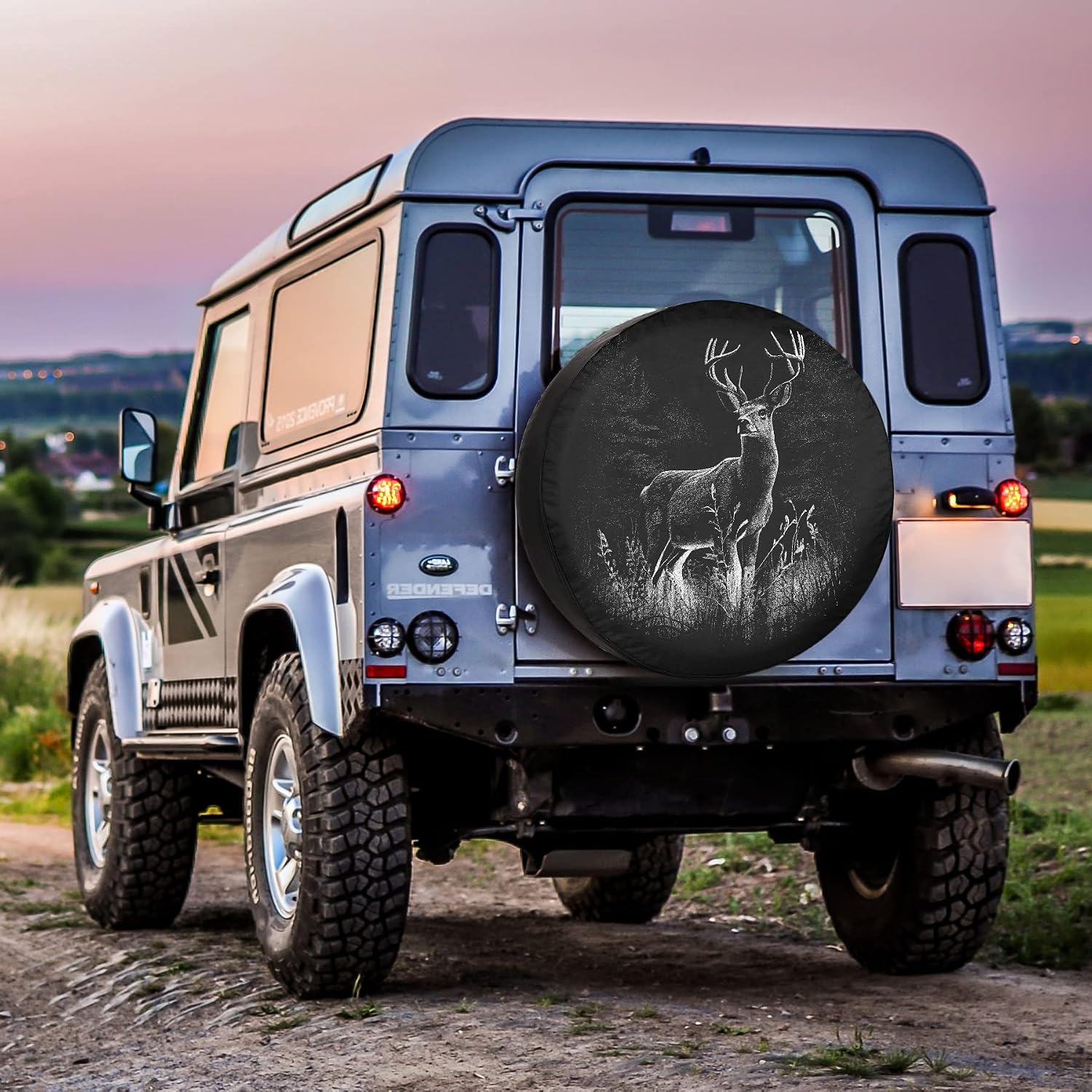 RV Spare Tire Cover Deer in Nature Realistic Waterproof DustProof Universal for Trailer SUV Van Camp Travel Trailer 15 inch Wheel