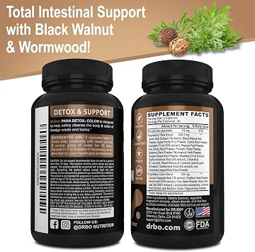 Colon Cleanse Pills Body Detox - Intestinal Guard Cleanser for Stomach - Natural Weight Flush Cleaner Supplement Complex, Women Men Kids, Herbal Wormwood Black Walnut Clove - Gut Loss Health Capsules