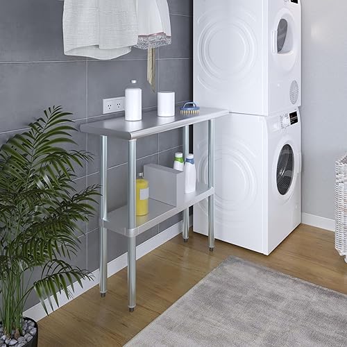 Vista 353 de AmGood Mesa de trabajo de acero inoxidable de 18 pulgadas x 36 pulgadas Mesa de preparación de alimentos de cocina de metal NSF