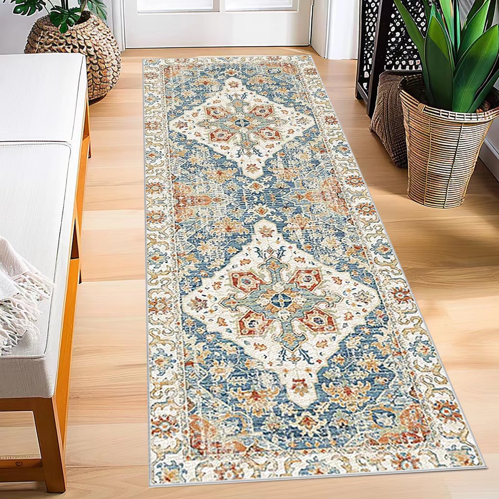 Ruxevnsy Hallway Hall Runner Narrow Rugs 80 x 140 cm Carpet Runner for Hallway Kitchen Non Slip Entryway Kitchen Runner Rug Washable Low Pile Floor Carpet for Hallway Entryway Laundry Room