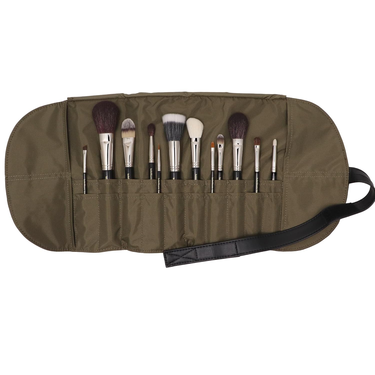 Bdellium Tools Professional Makeup Brush Maestro Series - Complete 12pc. Brush Set with Roll-Up Pouch