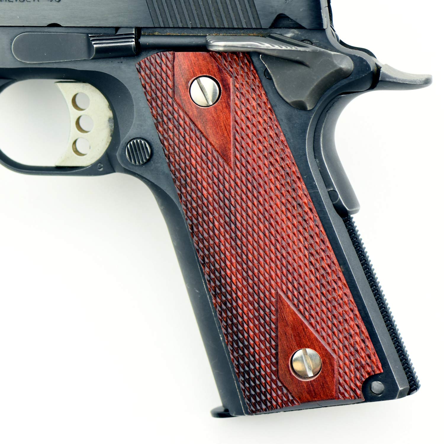 Altamont 1911 Grips - SLIMTECH - Full Size 1911 Real Wood Gun Grips w. Ambi Safety fits Most Commander, Standard & Government 1911 Models - Made in USA - Rosewood - Checkered