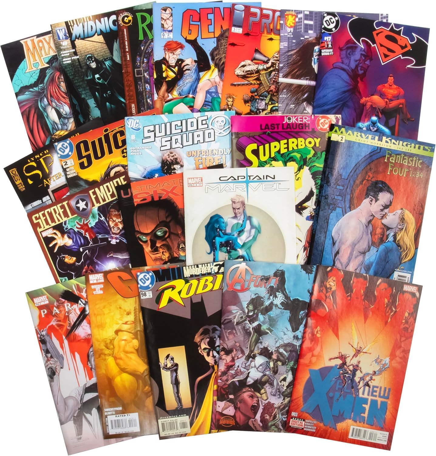 20 Assorted Comic Book Value Gift Collection w Guaranteed Prestige Trade Paperback- Even Split Between Marvel, DC & Indie Faves- No Dupes or Inappropriate Content - Super Hero or Graphic Novel Set