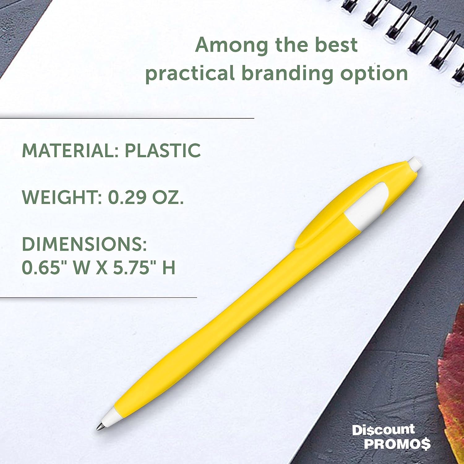 DISCOUNT PROMOS Two Tone Plastic Office Pens Set of 10, Bulk Pack - Black Ink, Great for Office, School, Business, Tradeshows, Other Events - Lemon Yellow
