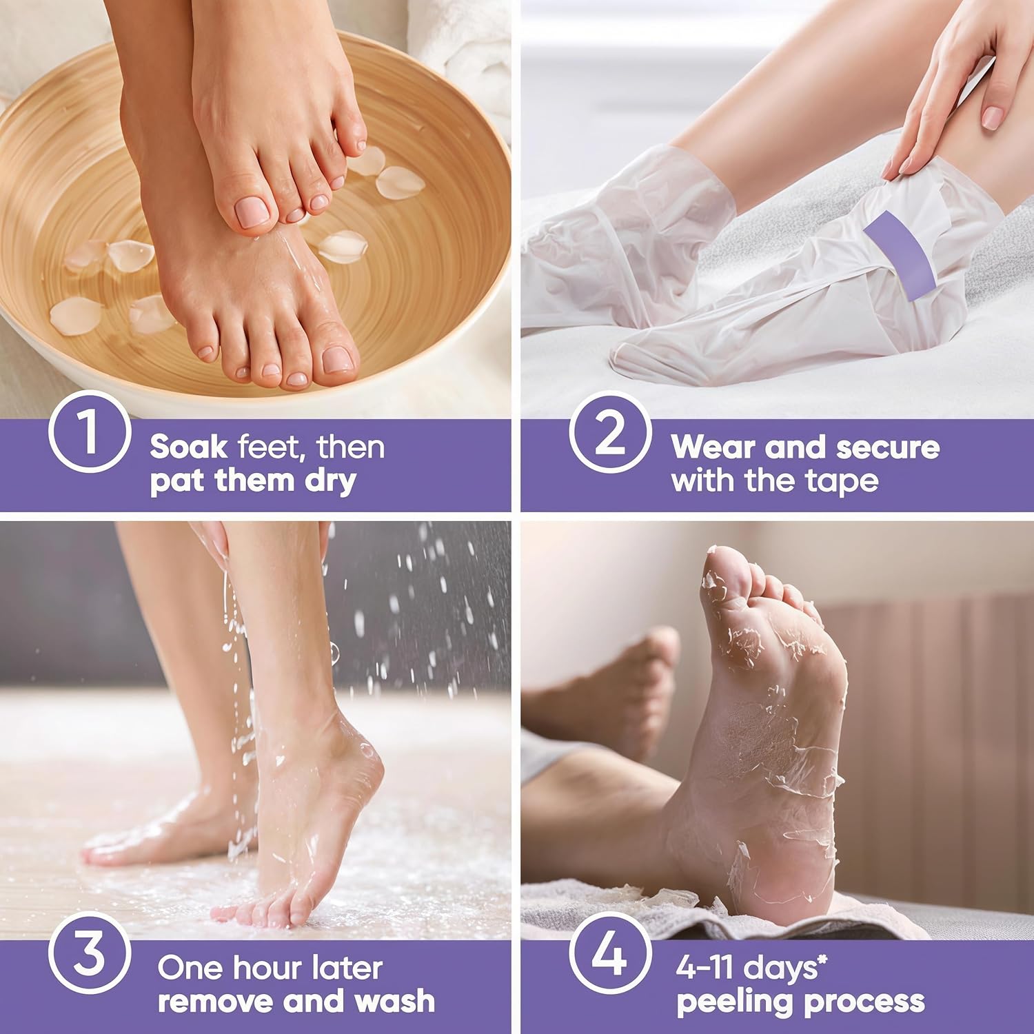 Foot Peeling Mask,Pedicure Tools For Feet,Exfoliator Peel Off Calluses Dead Skin Callus Remover,Scrubber Dead Skin,For Rough Cracked, Dry Feet,Soft Smooth Touch Foot-Men Women-Lavender (10 Pack)
