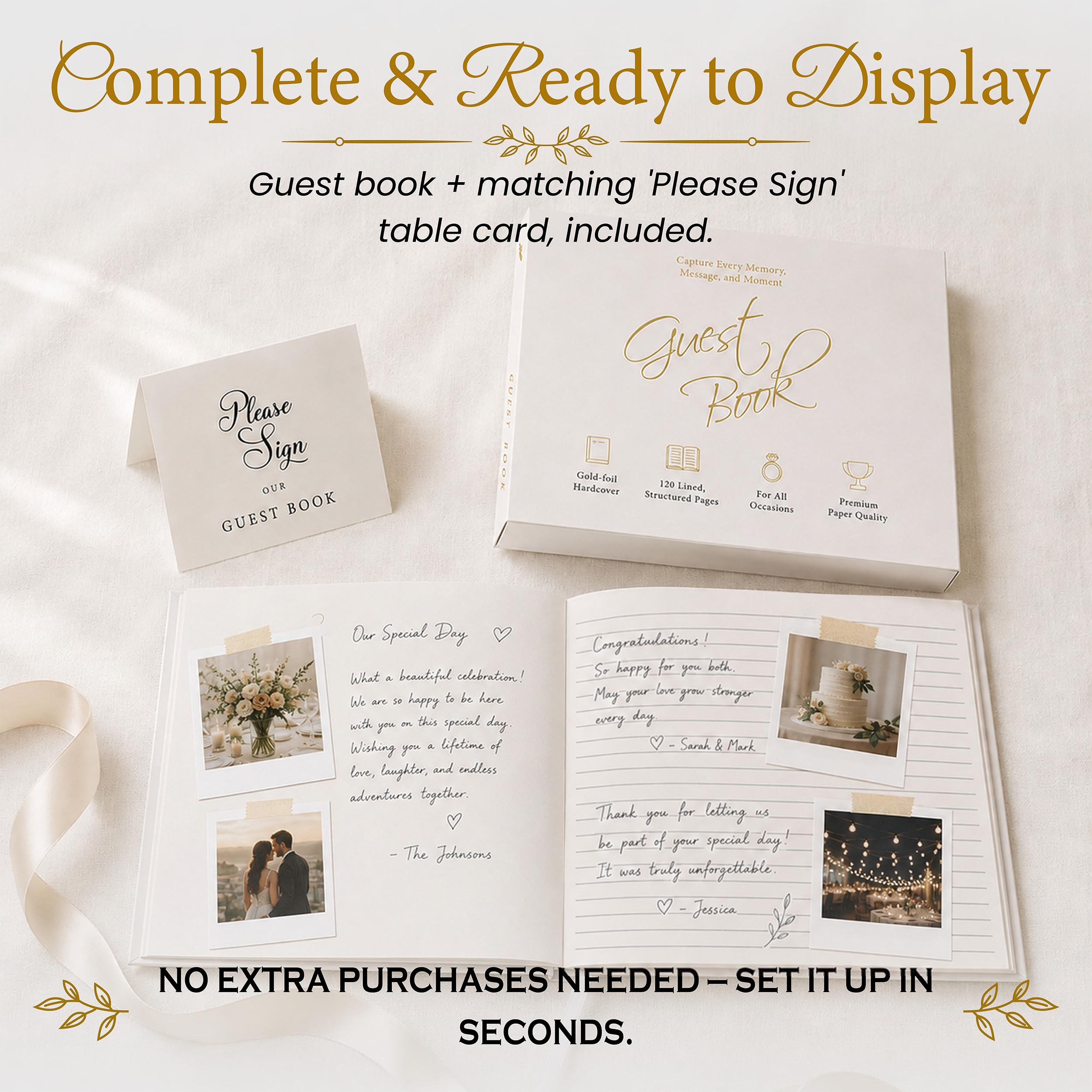 Gästebuch für Hochzeitsempfang, Babyparty, Geburtstagsfeier, Hochzeitsbücher für Gäste zum Anmelden, leere Seiten für Polaroid-Fotos, perfektes Andenken für besondere Anlässe, Weiß