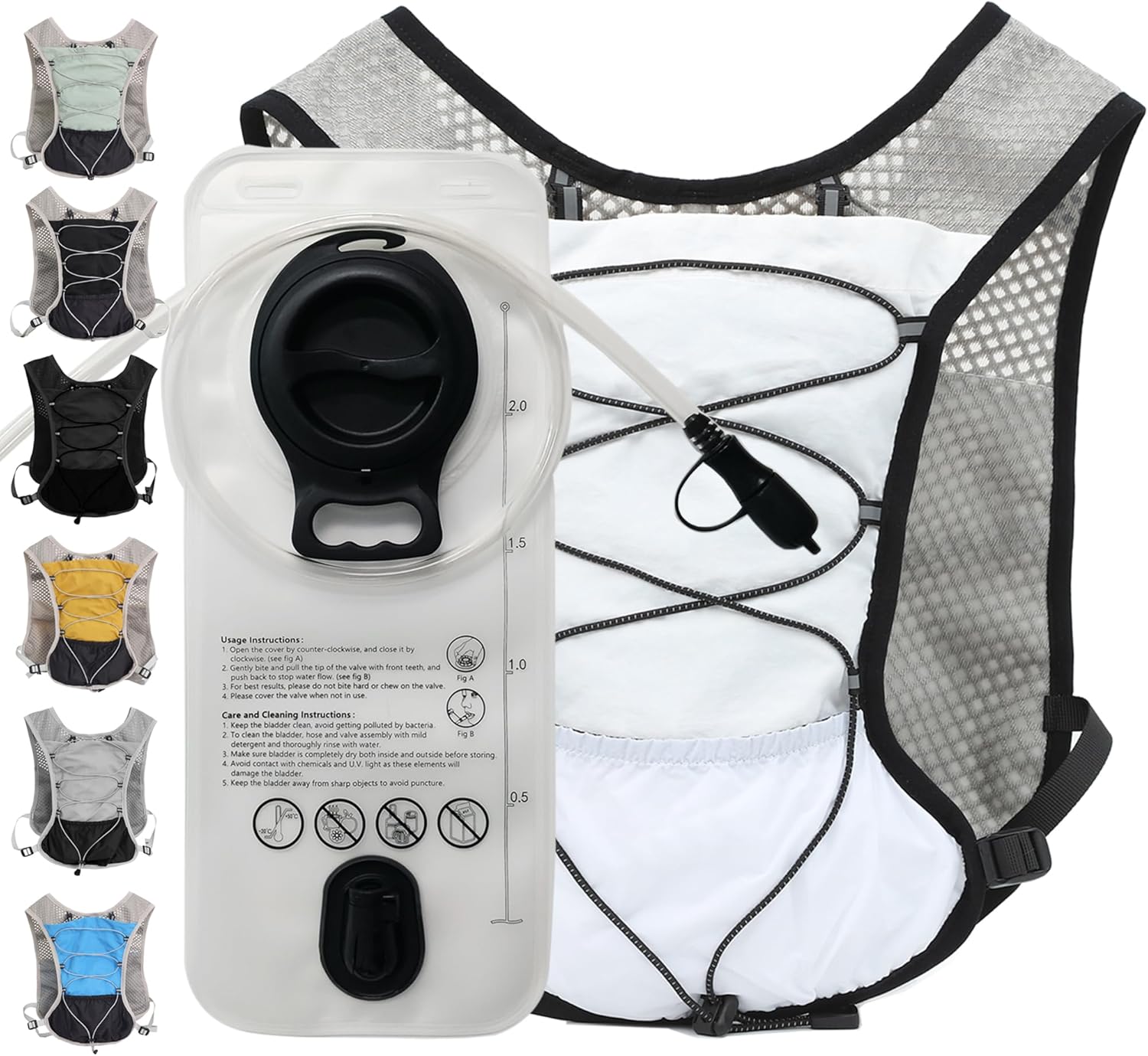 Hydration Running Vest for Women Men, Water Vest Backpack 2L, Lightweight Hydration Pack Water Backpack for Hiking, Trail Marathon Race