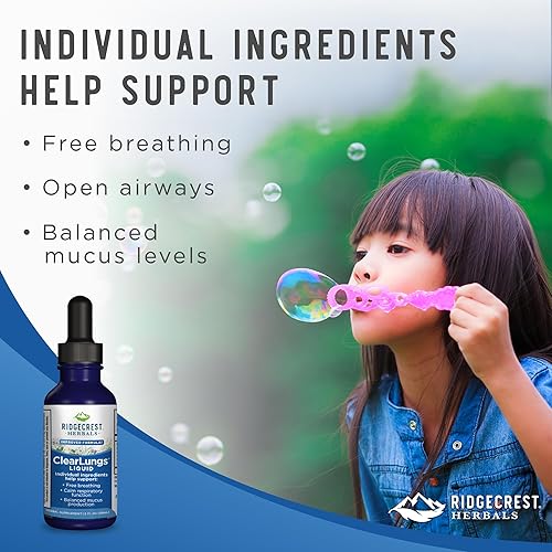 Miniatura 6 de Ridgecrest Herbals ClearLungs Suplemento líquido de bienestar herbario, sabor naranja, sin alcohol para adultos y niños, fórmula pulmonar natural (2