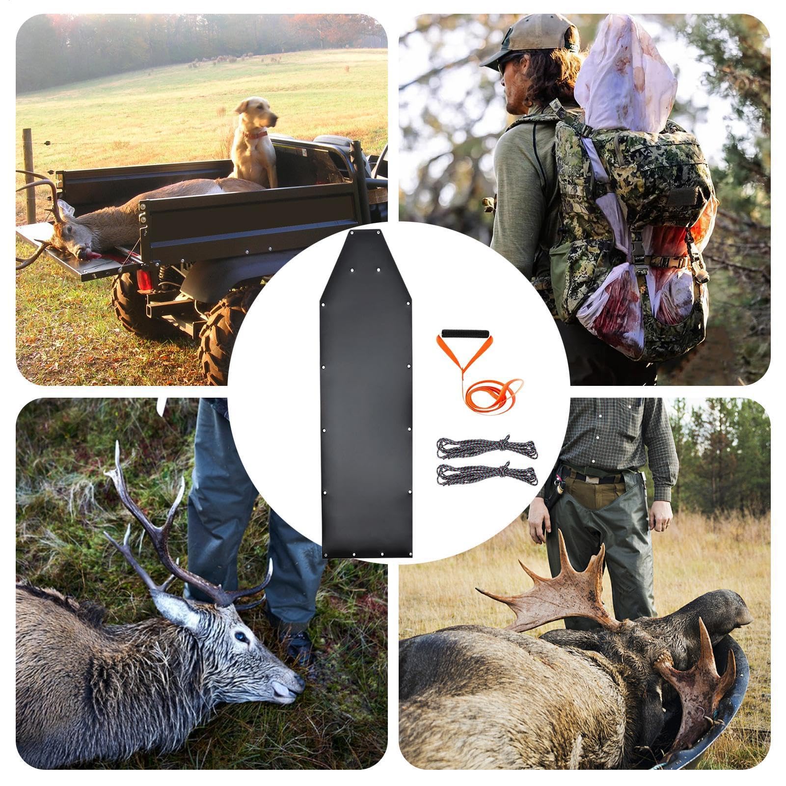 Traîneau de cerf lourd - Espace de jeu épais pour la chasse, Drag Glide avec sangle et cordes | Pêche sur glace en plein air en plein air, kit de toboggan, équipement résistant à la déchirure pour