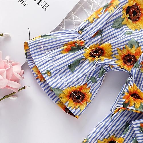 Miniatura 8 de Ropa de verano para niñas de 1 año, para niños pequeños, recién nacidos, manga corta con volantes (amarillo, 2-3 años)