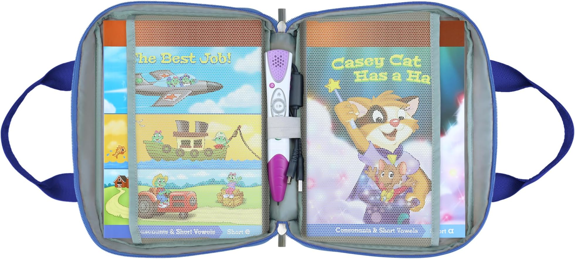 Travel Bag Compatible with LeapFrog LeapReader System Learn to Read 10 Book Bundle, Blue
