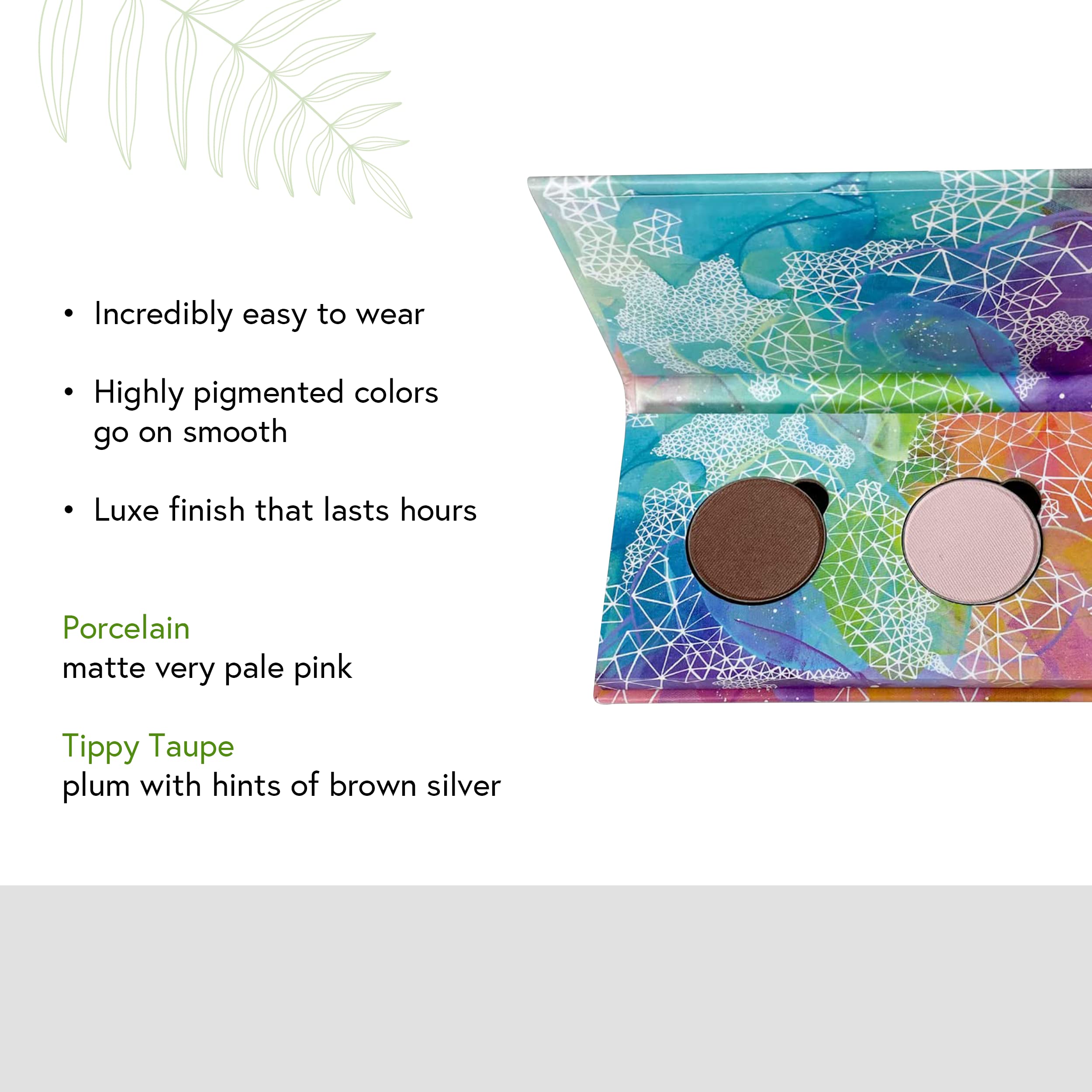 Mini Skinny Duo - Sombra de ojos compacta en Tippy Taupe y Porcelana, duradera, recargable y personalizable, vegano, sartenes de 1.024 in 3