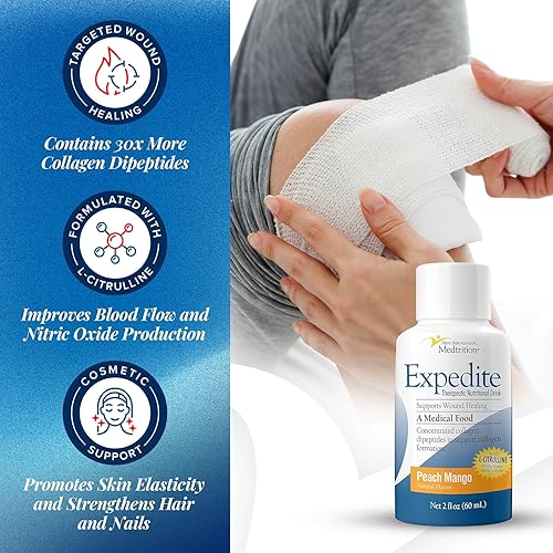 Vista 4 de Medtrition Colágeno líquido Expedite, 30 veces más péptidos de colágeno que los polvos, apoya la curación de heridas, recuperación de cirugía