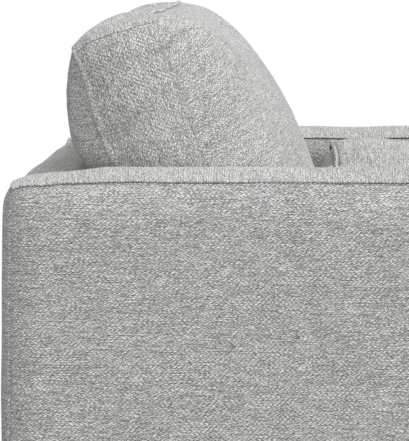 SIMPLIHOME Morrison Arm Chair - 42 inch Wide Upholstered Solid Wood Mid-Century Modern Accent Chair in Mist Grey with Performance Fabric, Bolster Pillows and Deep Comfort Seating