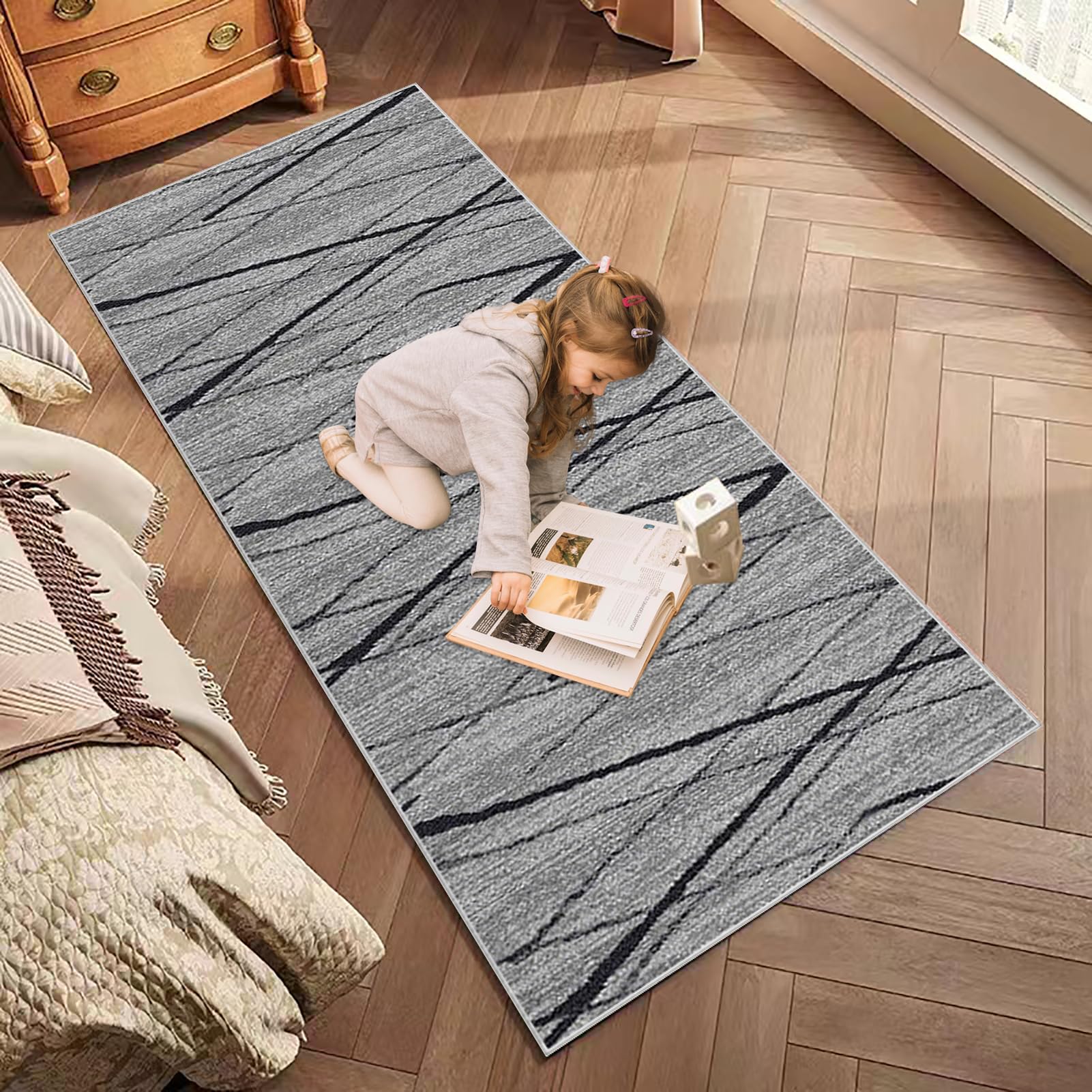 Tapis Cuisine Devant Evier Antidérapant et Lavable Tapis de Couloir 60 x 140 cm Tapis de Passage Couloir Cuisine Paillasson Long Tapis de Sol d'Entrée Intérieur Tapis pour Cuisine Passage Chambre