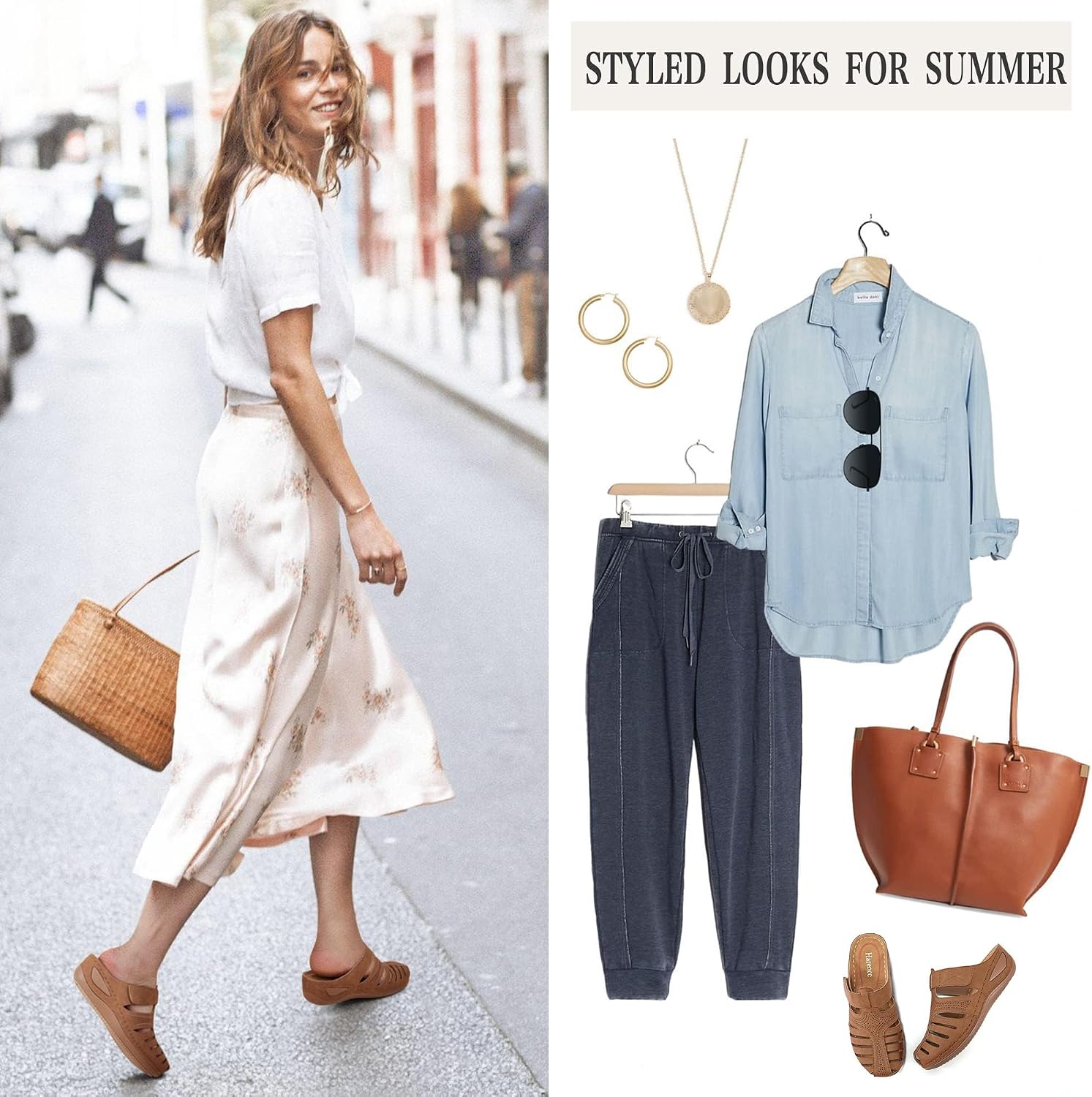 HARENCE Clogs for Women Mules Shoes: Comfortable Dressy Closed Toe Platform Sandals 2026 Summer Casual Adjustable Slip On Walking Wedges
