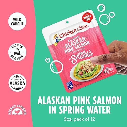 Miniatura 3 de Chicken of the Sea Alaskan Pink Salmon in Spring Water, 5 Ounce Packets (Pack of 12), Wild Caught Salmon, Skinless & Boneless
