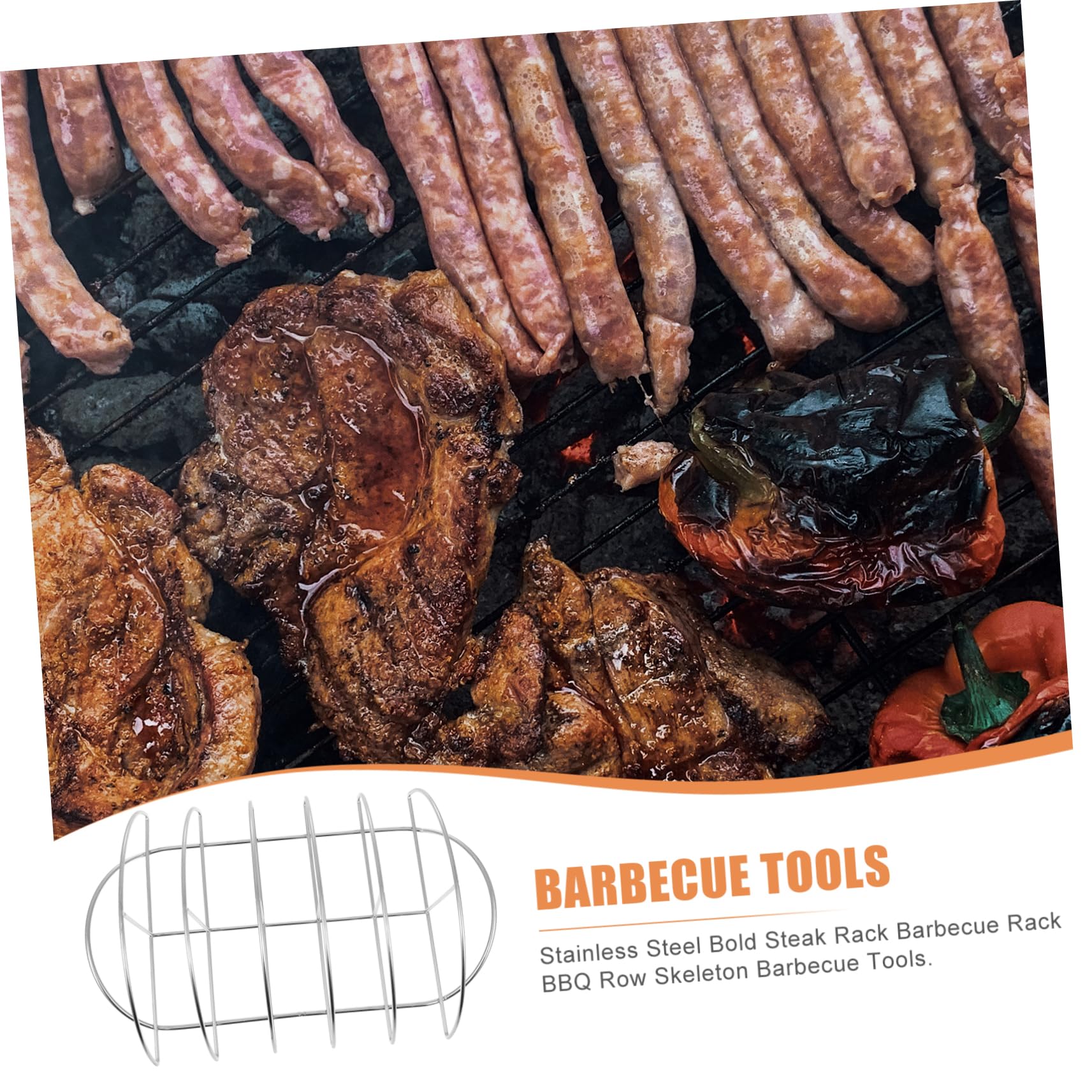 VICASKY 1 supporto a costine per grigliate, supporto per bistecca in metallo, per barbecue, accessorio portatile, perfetto per grigliare costole e carne, durevole e resistente al calore