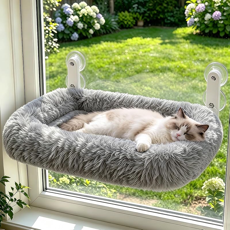 Cama de Janela Dobrável para Gatos Zoratoo com Almofada Ampliada (Grande)