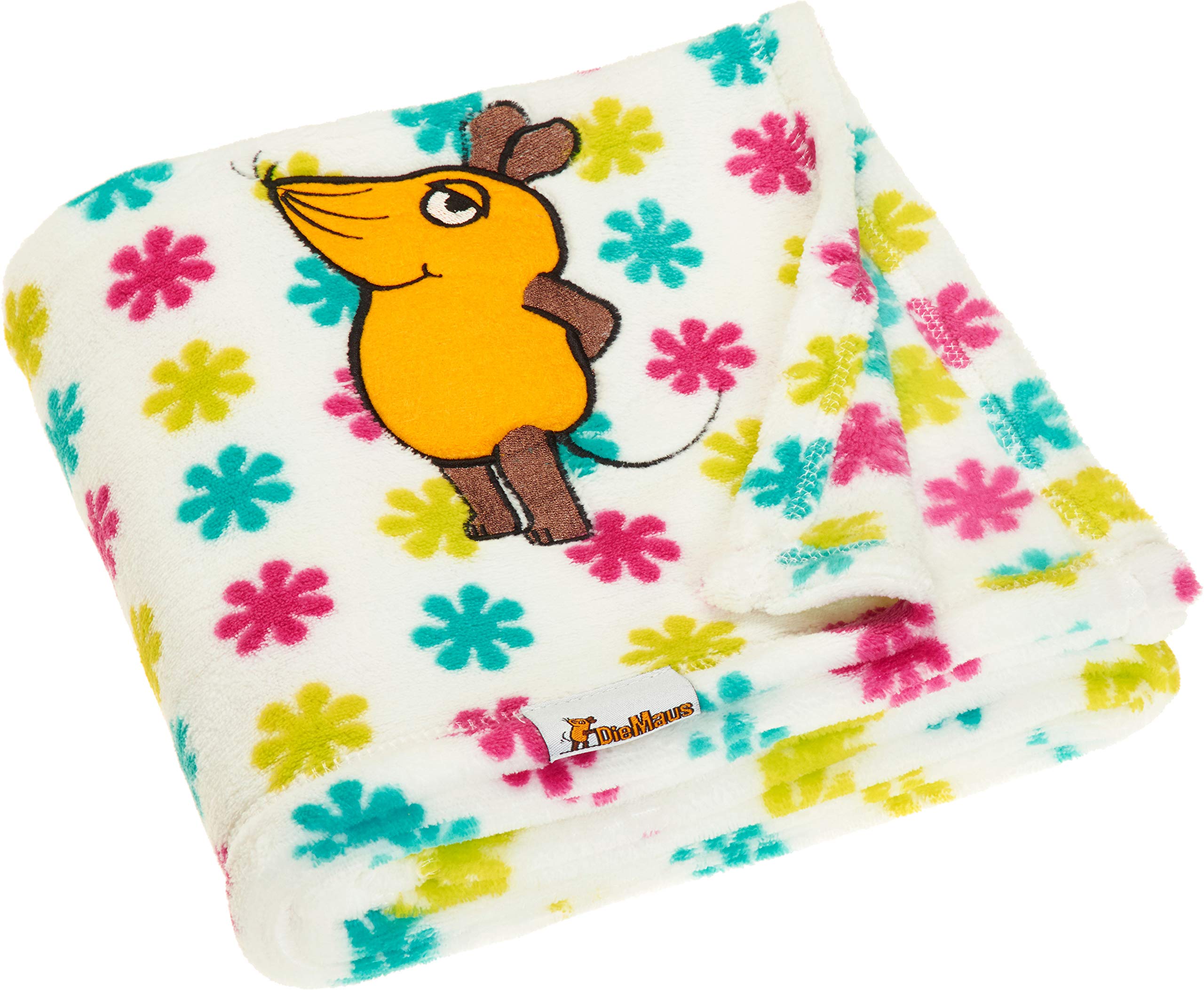 Playshoes DIE Maus 301733 Fleecedecke, Babydecke Blumen, Mehrfarbig