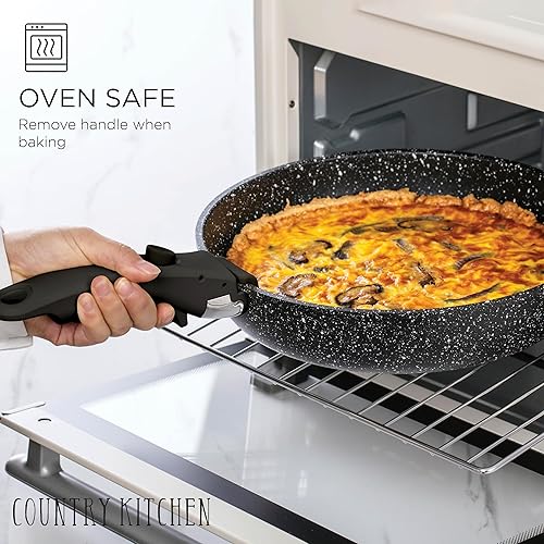 Miniatura 5 de Country Kitchen Juegos de utensilios de cocina antiadherentes de inducción  11 ollas y sartenes de aluminio fundido antiadherente con asas BAKELITE