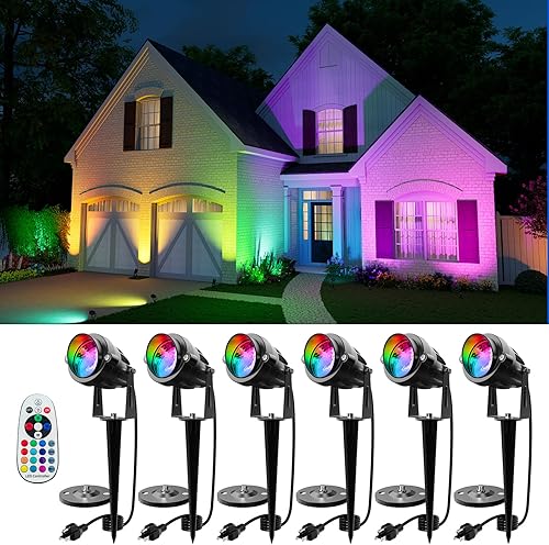 Paquete de 6 focos de cambio de color para iluminación de decoración, control remoto de 120 V, impermeable, enchufable, multicolor, para decoración