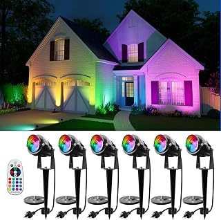 6 Pack Color Change Spotlights for Decor Lighting 120V Remote Waterproof Plug-in Multicolor Landscape Spot Light Uplight for Yard Decoration, Tree, Bush, Status, Indoor Plant, Picture & Painting