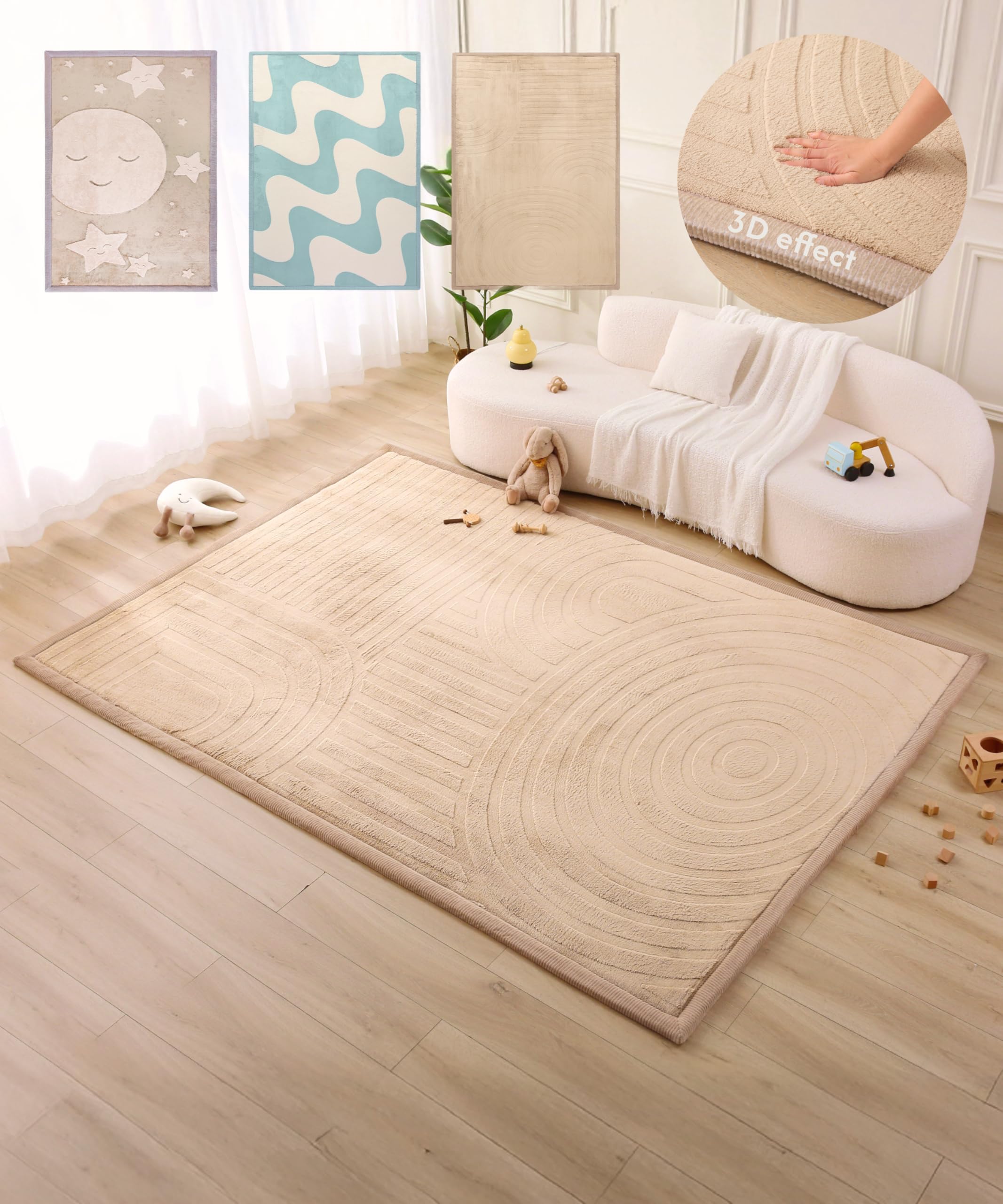 Wolkenweiche Spielmatte Baby 280x200x2,5cm, bögen– Teppich für Kinderzimmer mit hochwertigem Memory-Schaum – Krabbelmatte Baby mit Rutschfester Unterseite – Krabbeldecke, Kinderteppich, Tatami Matte