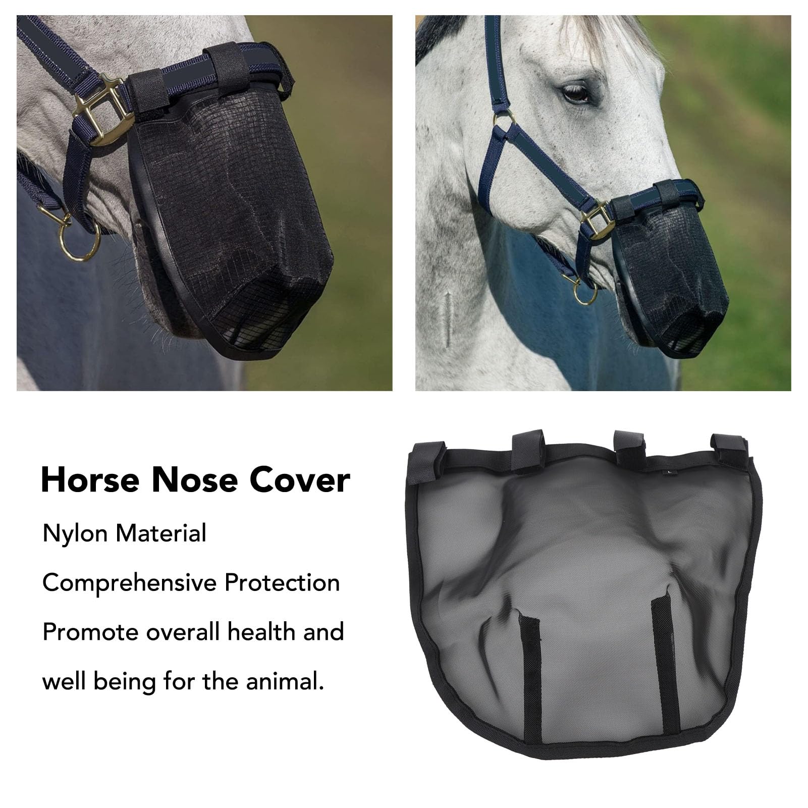 Masque Nez Cheval Respirant Teslin – Protection Anti-Mouches, Anti-UV, Confort Doux Pour Équitation Et Compétition