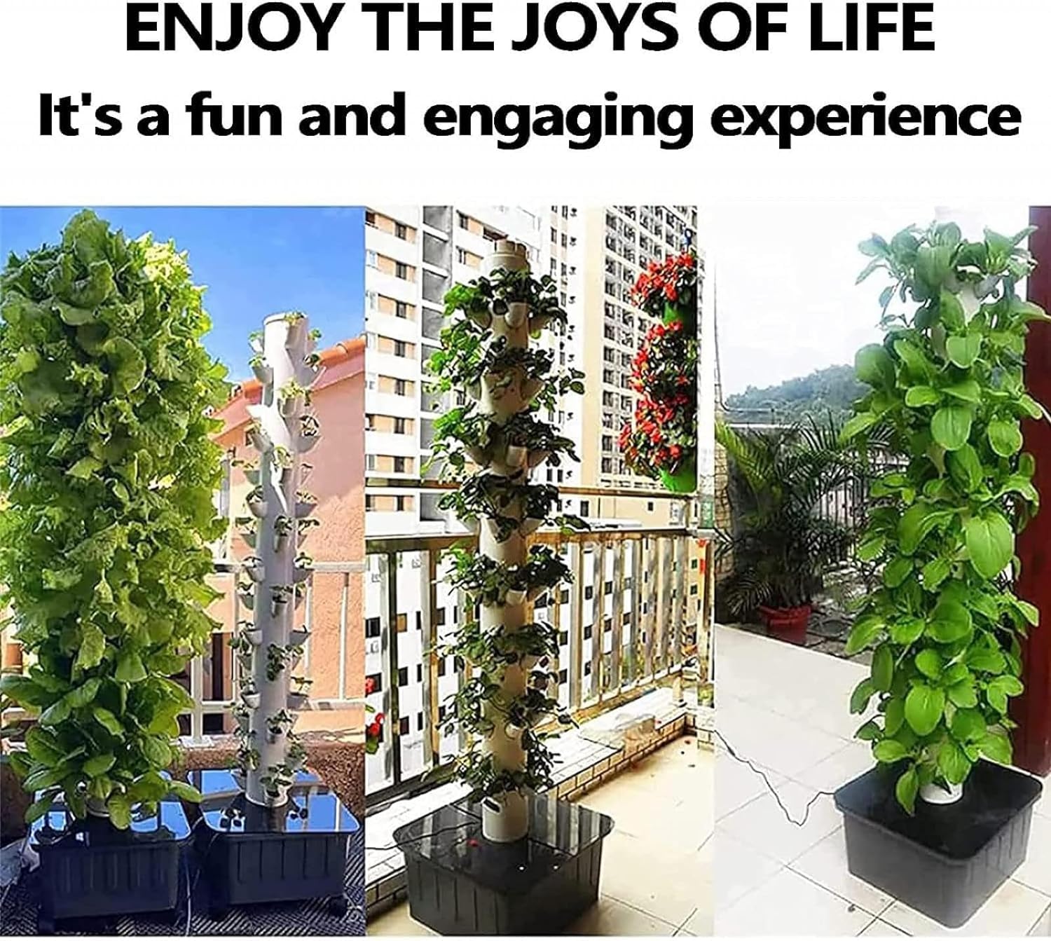 Sistema a torre verticale idroponica con 15 piani e 45 fori Aquaponica e Torre idroponica Set per piante da orto per gli appassionati di giardino.