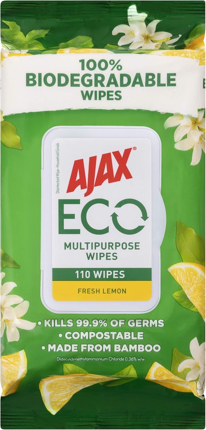 Ajax Eco Antibacterial Disinfectant Surface Cleaning Wipes, Bulk 110
