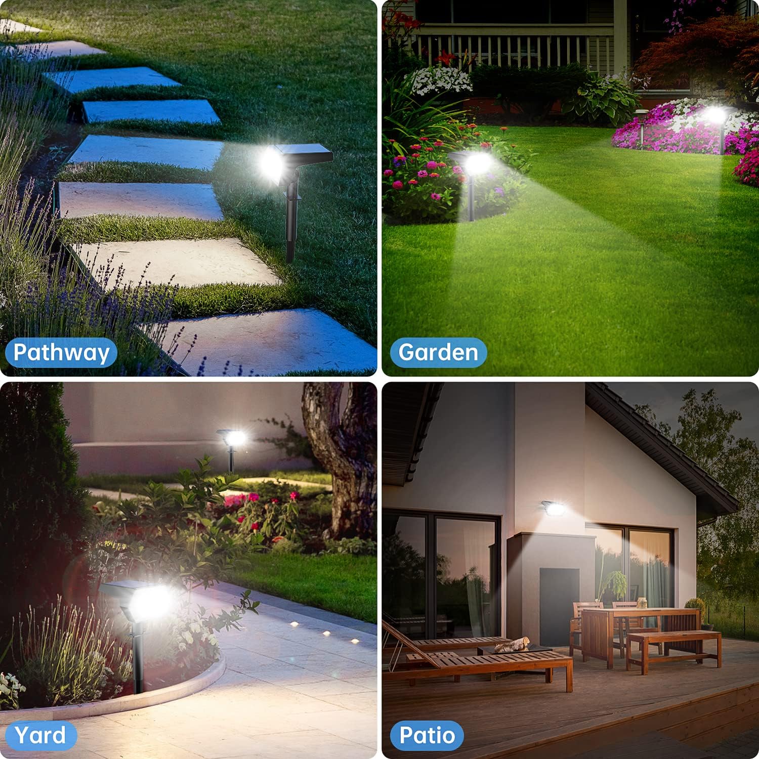Solar Spot Lights Outdoor, 107 LED Solar Landscape Spotlights with Remote Control, 2-in-1 USB & Solar Powered Wall Garden Lights IP67 Waterproof for Yard Backyard Walkway Driveway Patio Pool, 4 Pack - - 