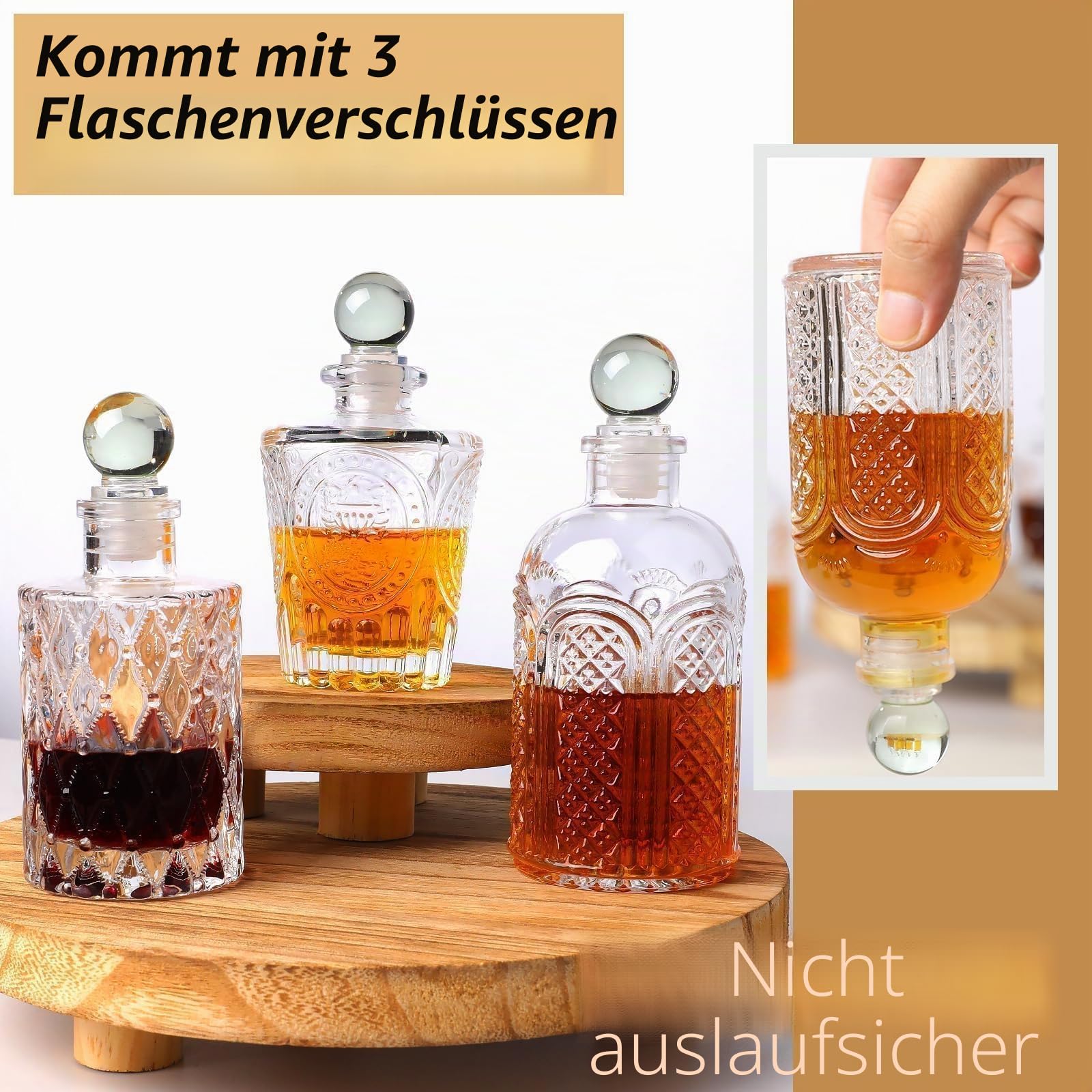 Glas Sirup spender Set Kaffeesirup spender für Küche Coffee Bar, Essig und Ölflaschen Olivenöl Flasche 3 Packung