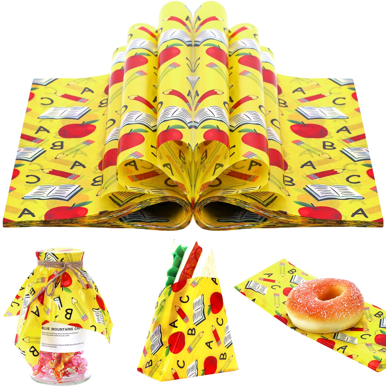 Papier ciré anti-gras bleu 150 feuilles 24,9x21,1 cm pour sandwich et goûter d'école