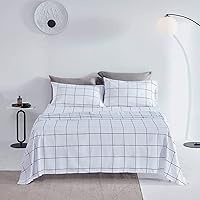 Vista 7 de SLEEP ZONE Juego de sábanas de 3 piezas con estampado a cuadros para niños, sábanas de microfibra de doble cepillado súper suaves y transpirables